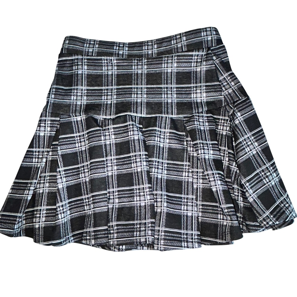 Hesperus Womens Black White Plaid Pleated Mini Skirt Drop Waist Small Academic - Picture 3 of 3